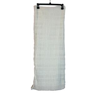 Princess Polly White Shirred Ruched Maxi Skirt Side Slit Lined US 0 UK 4 EU 32